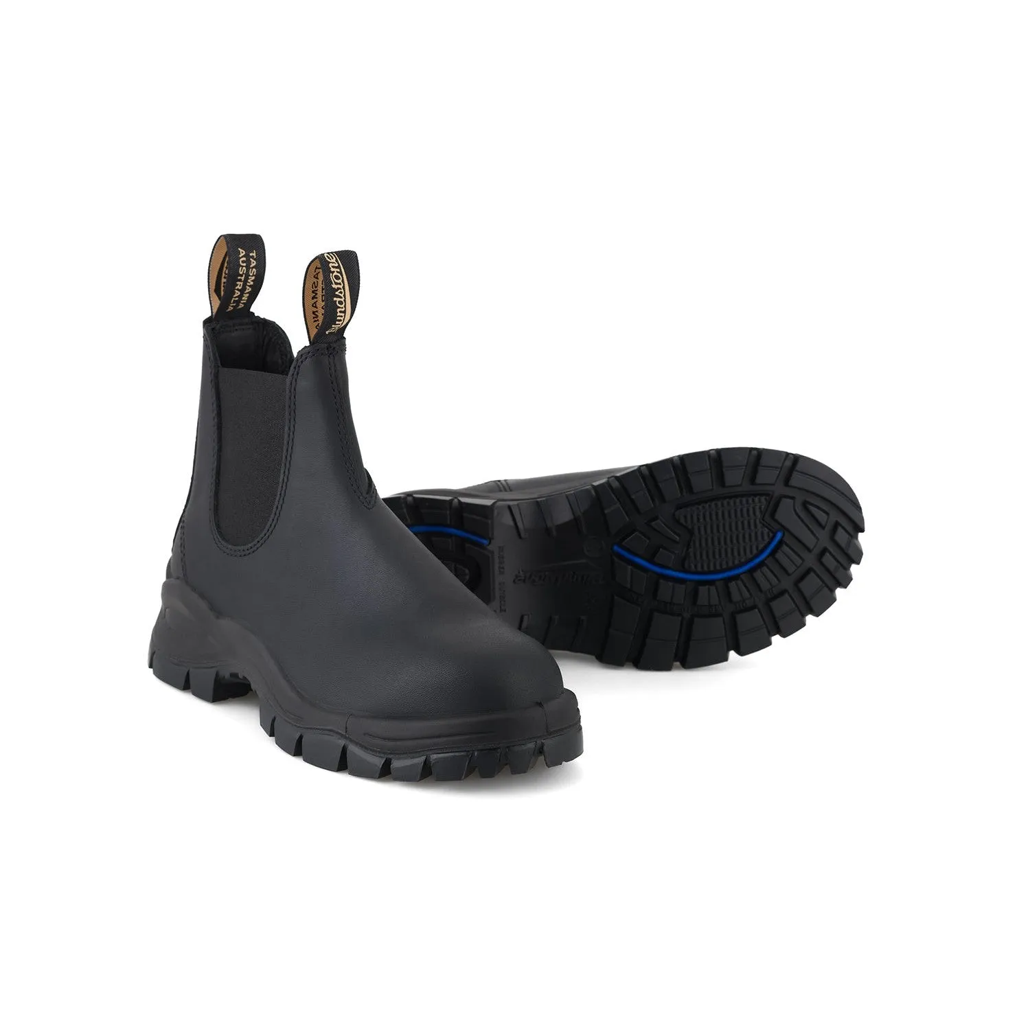Blundstone #2240 Lug Unisex Black Leather Water Resistant Arch Support Pull On Ankle Boots