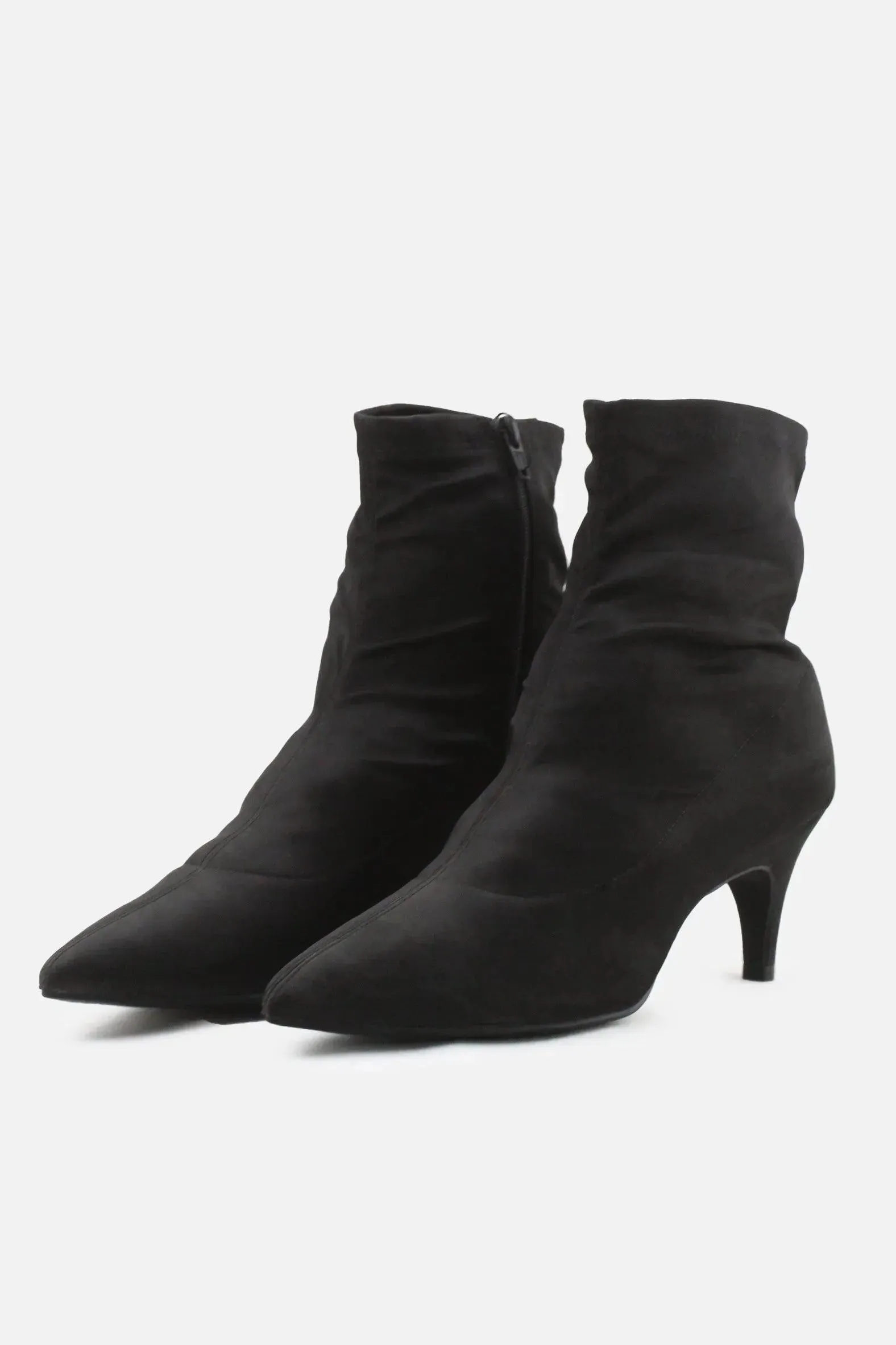 Insole Zipper Kitten Heels Ankle Boots | Textile