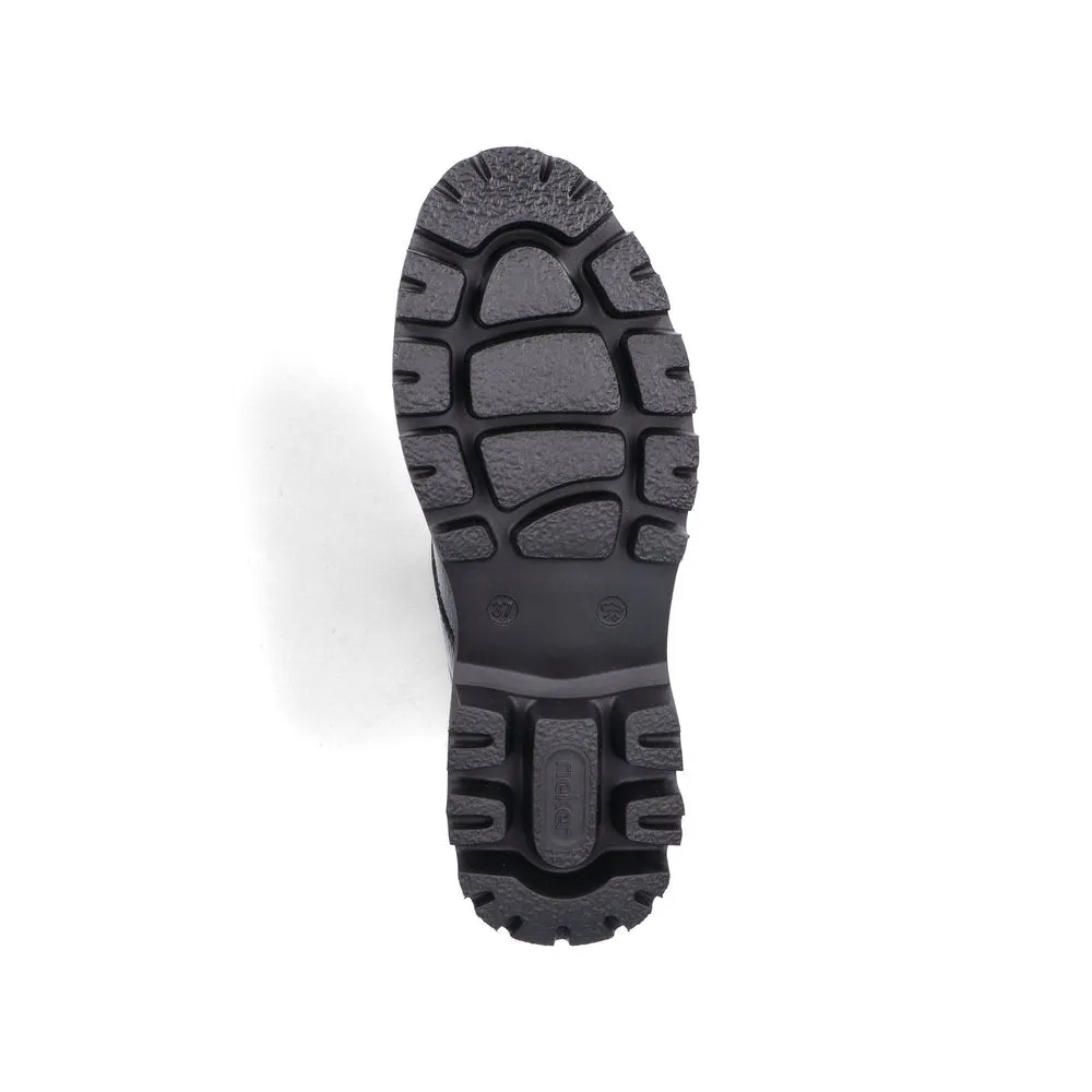 Ladies Rieker Boots Black Chunky Front Zip Y3351-00 sale