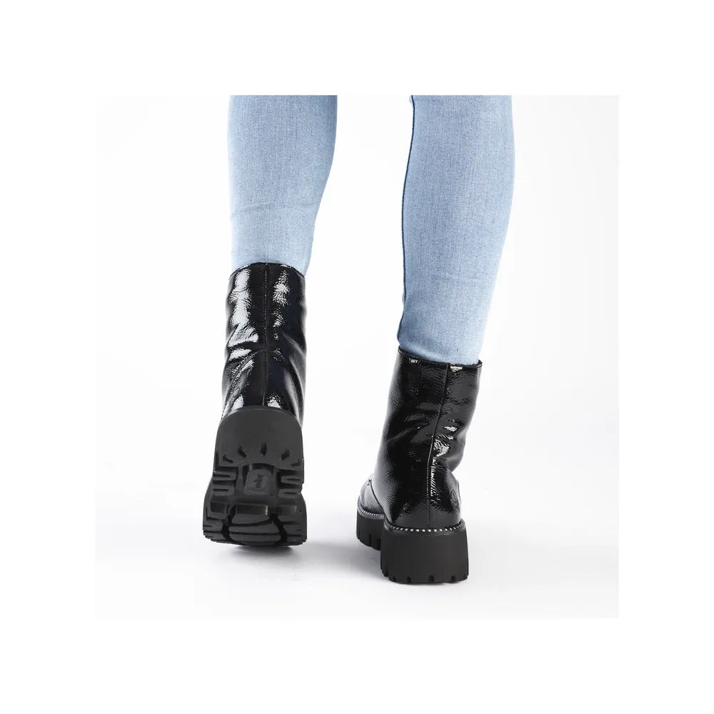 Ladies Rieker Boots Black Chunky Front Zip Y3351-00 sale