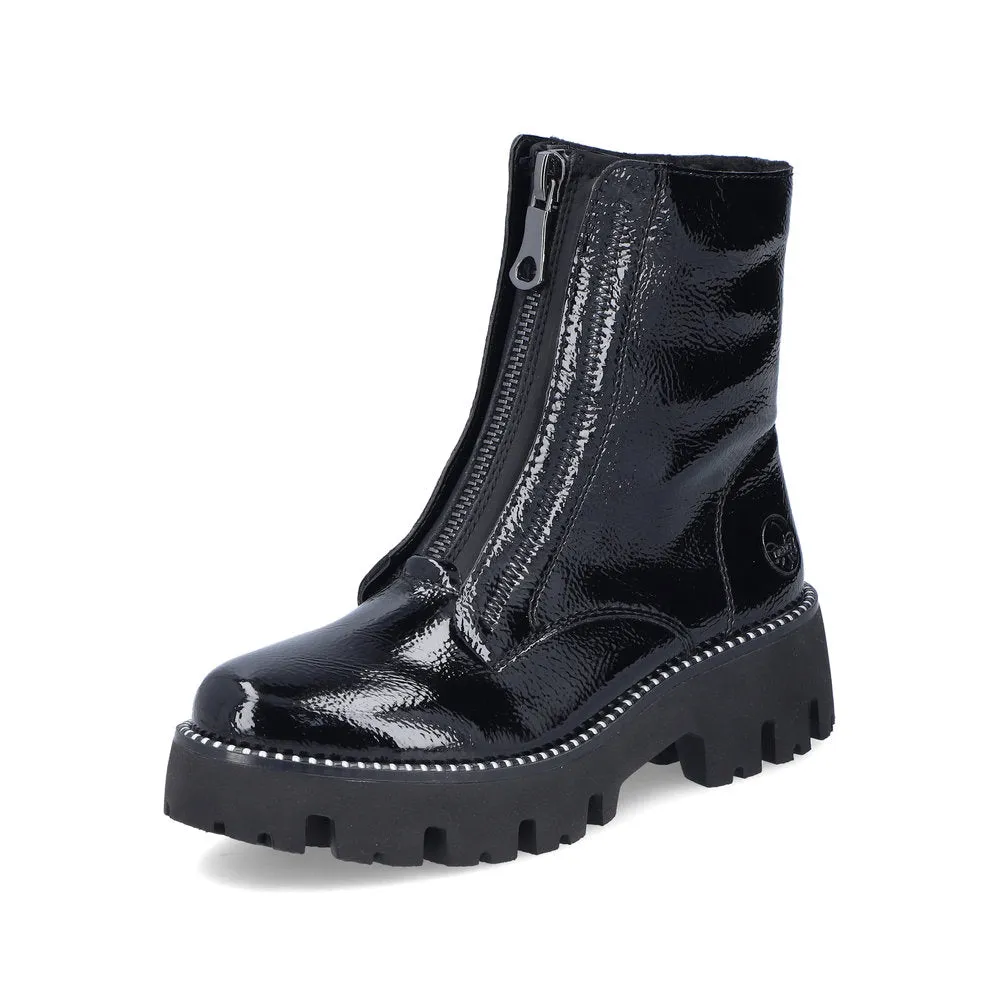 Ladies Rieker Boots Black Chunky Front Zip Y3351-00 sale