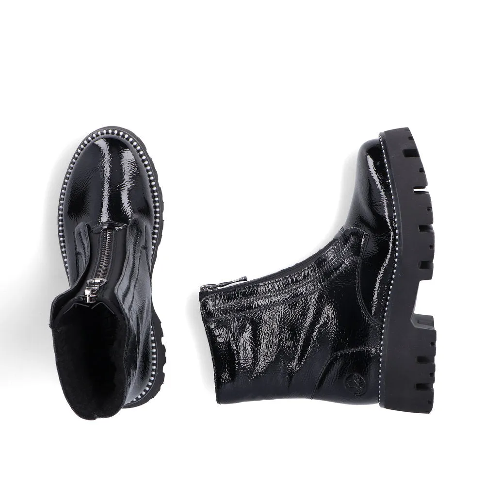 Ladies Rieker Boots Black Chunky Front Zip Y3351-00 sale