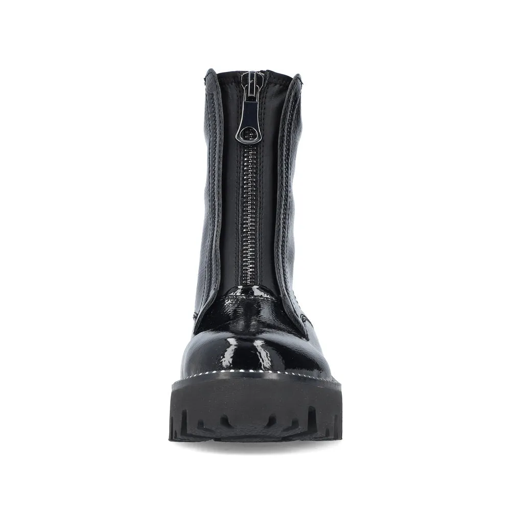 Ladies Rieker Boots Black Chunky Front Zip Y3351-00 sale