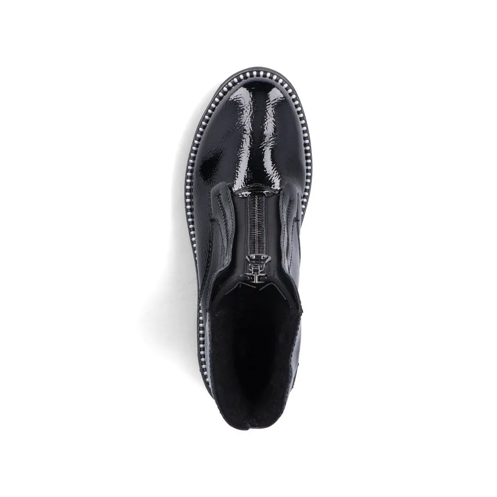 Ladies Rieker Boots Black Chunky Front Zip Y3351-00 sale