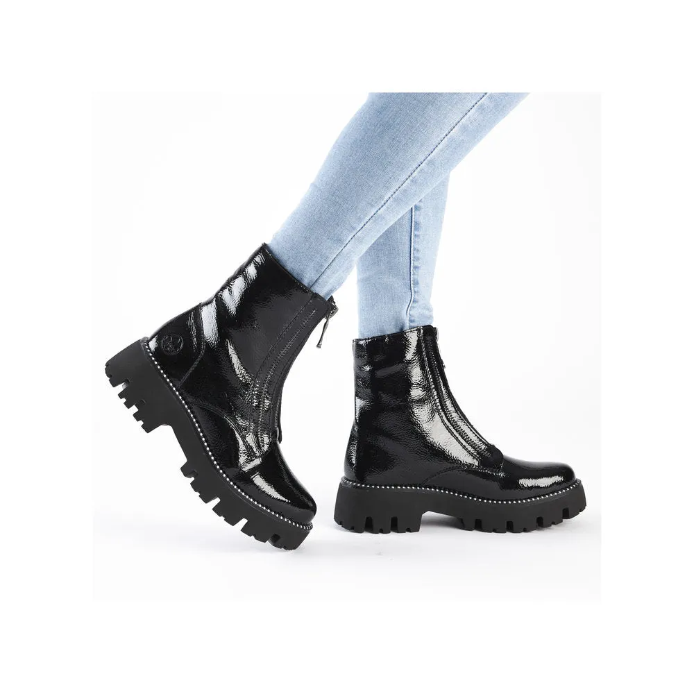 Ladies Rieker Boots Black Chunky Front Zip Y3351-00 sale