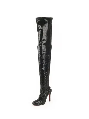 Louise X Sequin Over The Knee 100 Boots - Black