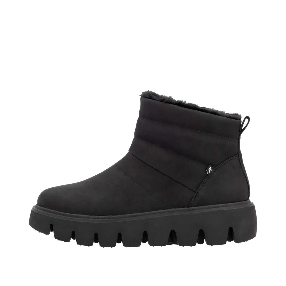 Rieker W2070-00 Ladies Black Leather Side Zip Ankle Boots