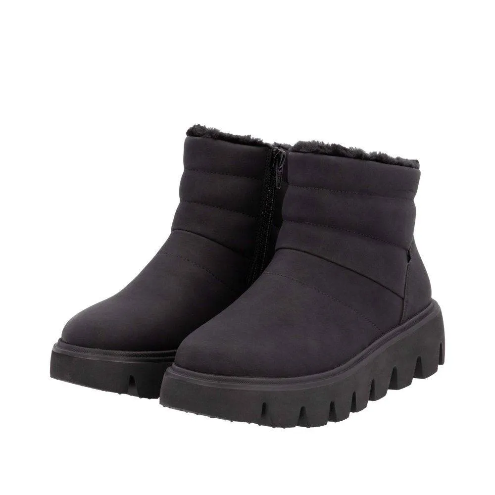 Rieker W2070-00 Ladies Black Leather Side Zip Ankle Boots