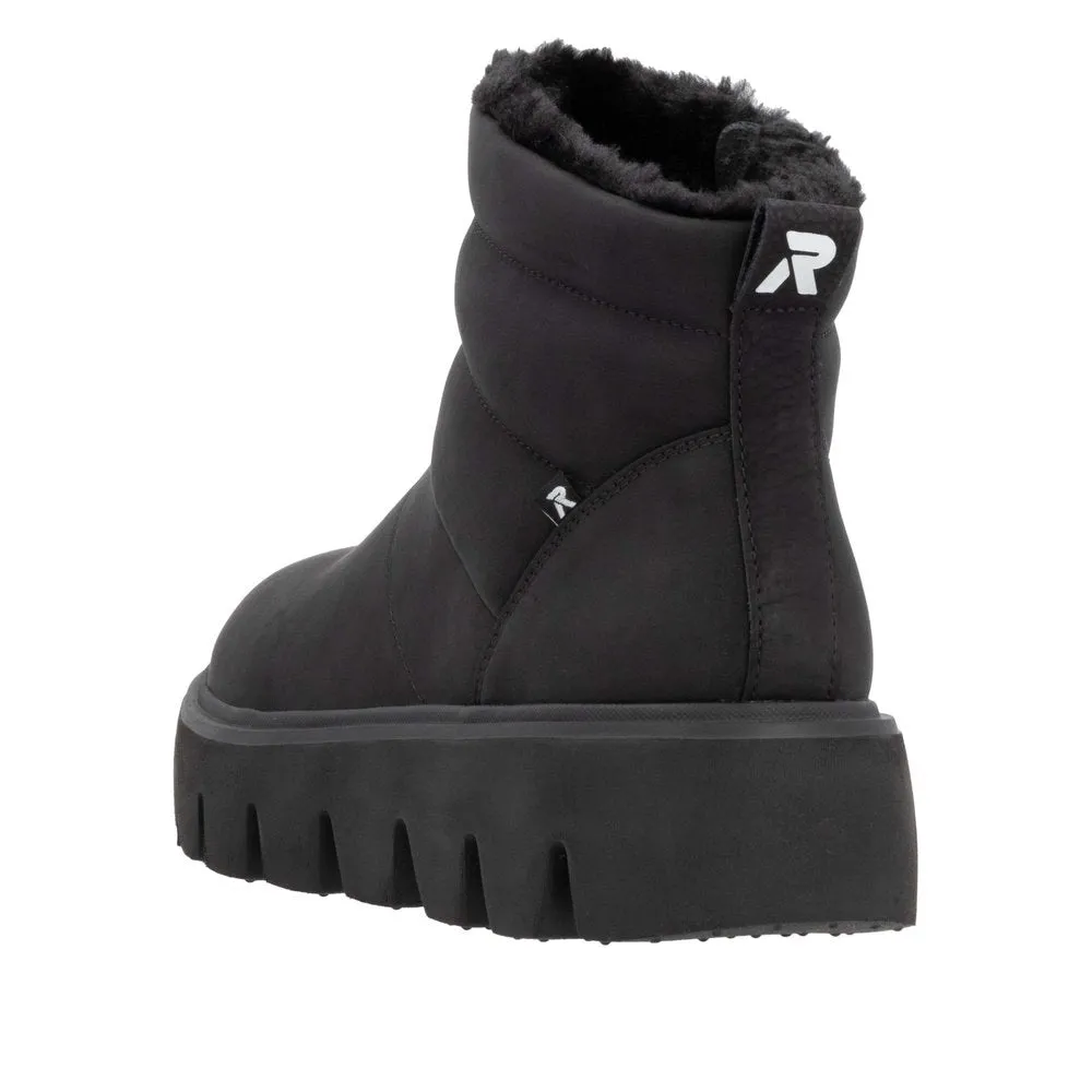 Rieker W2070-00 Ladies Black Leather Side Zip Ankle Boots