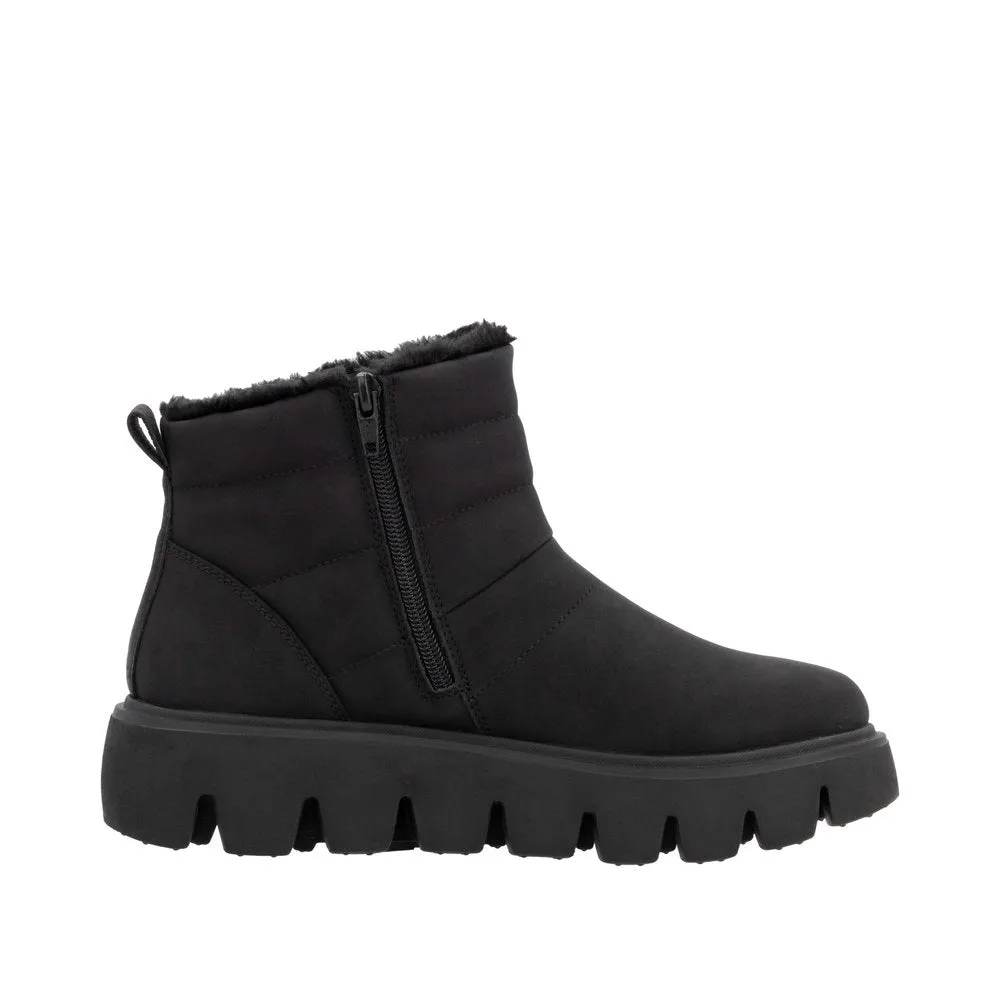 Rieker W2070-00 Ladies Black Leather Side Zip Ankle Boots