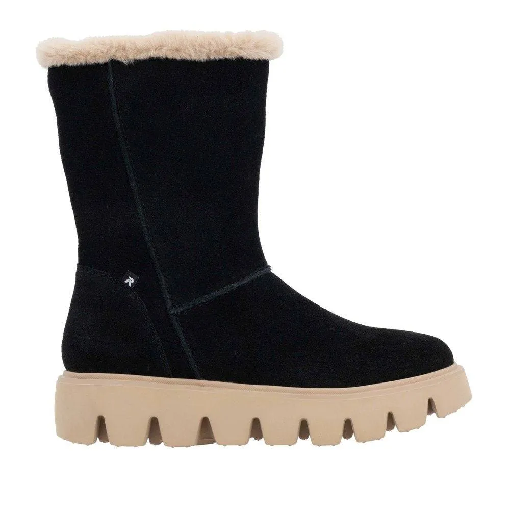Rieker W2072-00 Ladies Black Suede Side Zip Ankle Boots