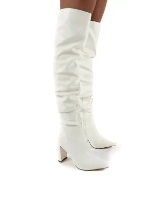 Theirs White PU Over the Knee Boots