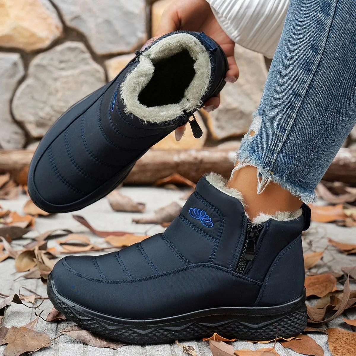 Winter Plush Warm Fleece Side Zipper Ankle Boots