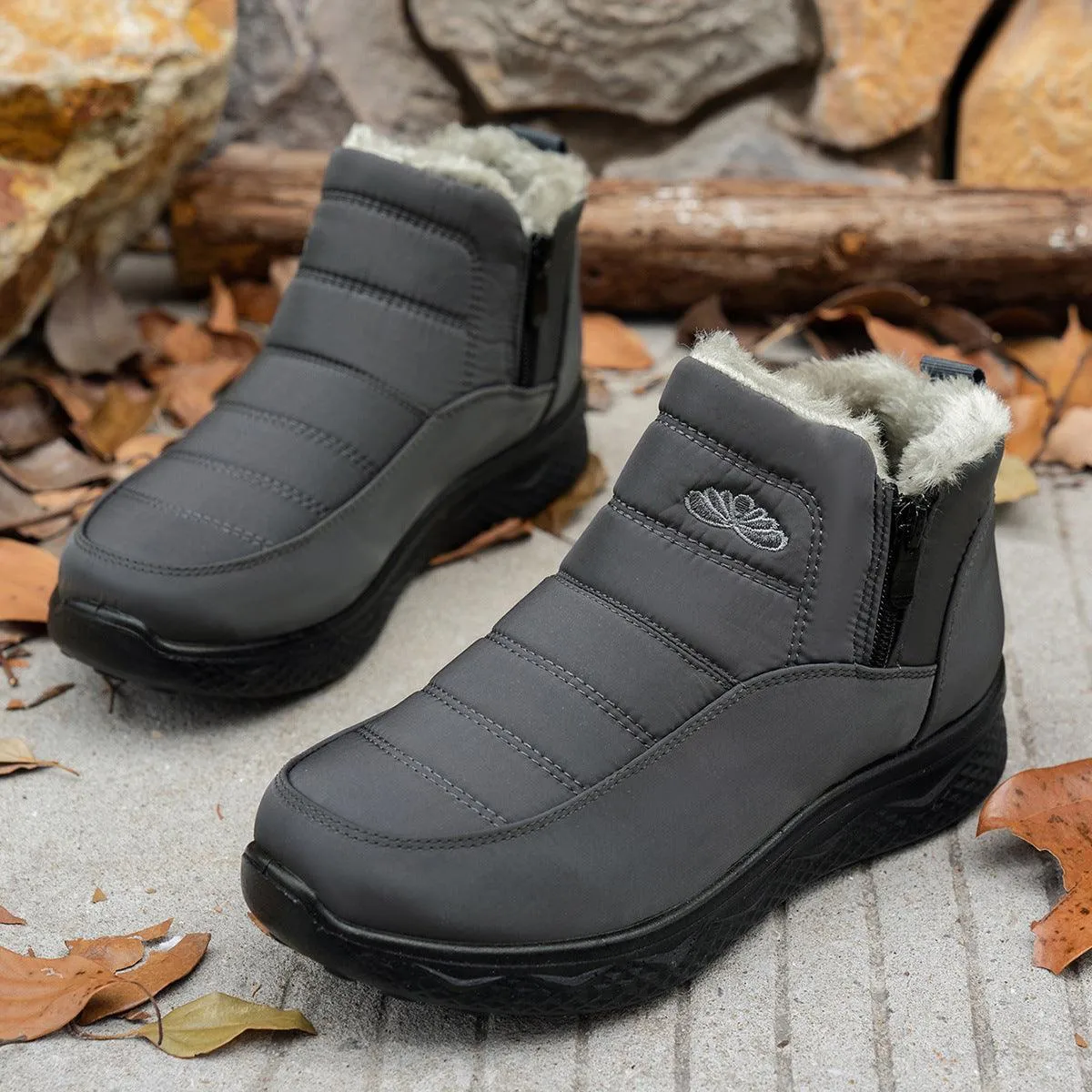 Winter Plush Warm Fleece Side Zipper Ankle Boots