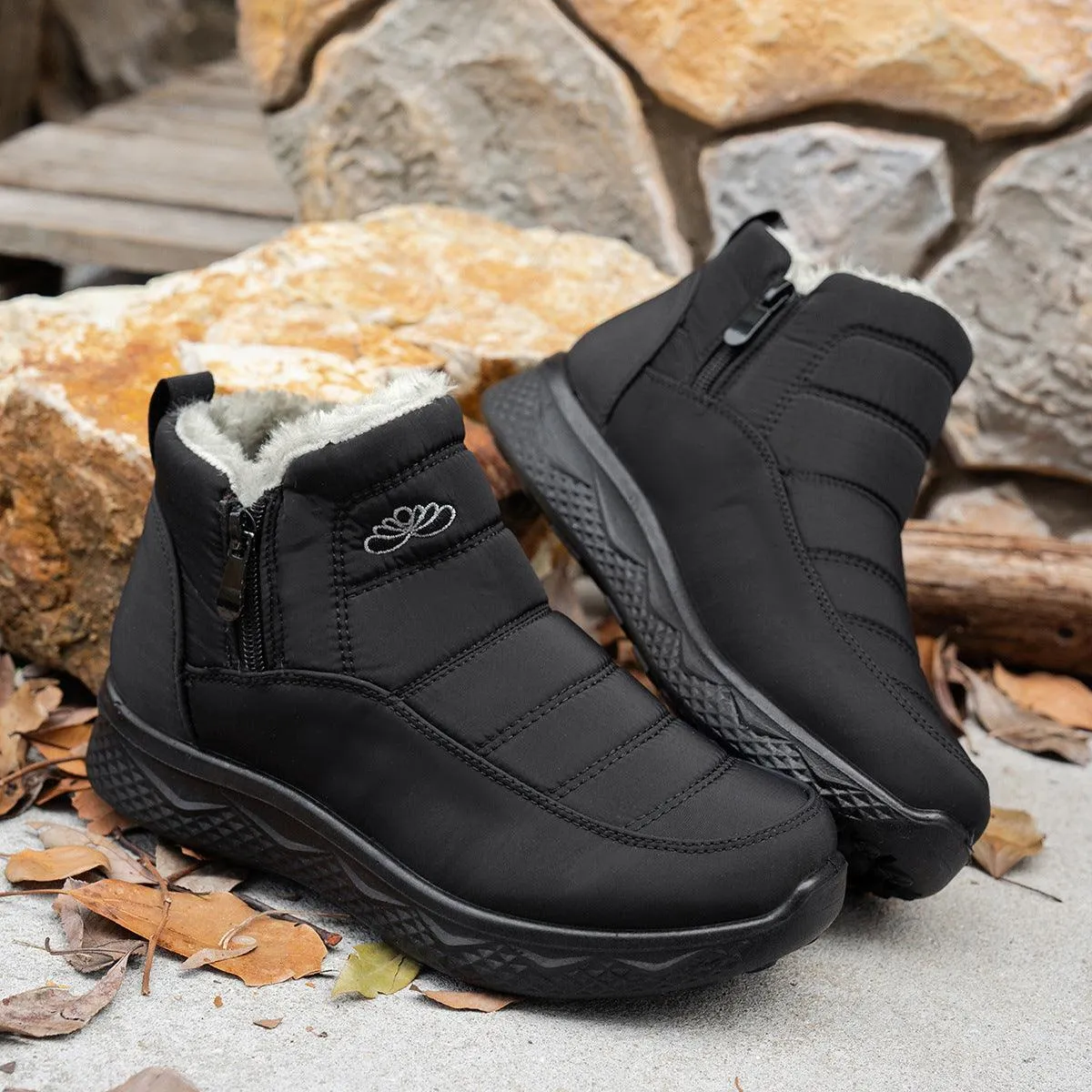 Winter Plush Warm Fleece Side Zipper Ankle Boots