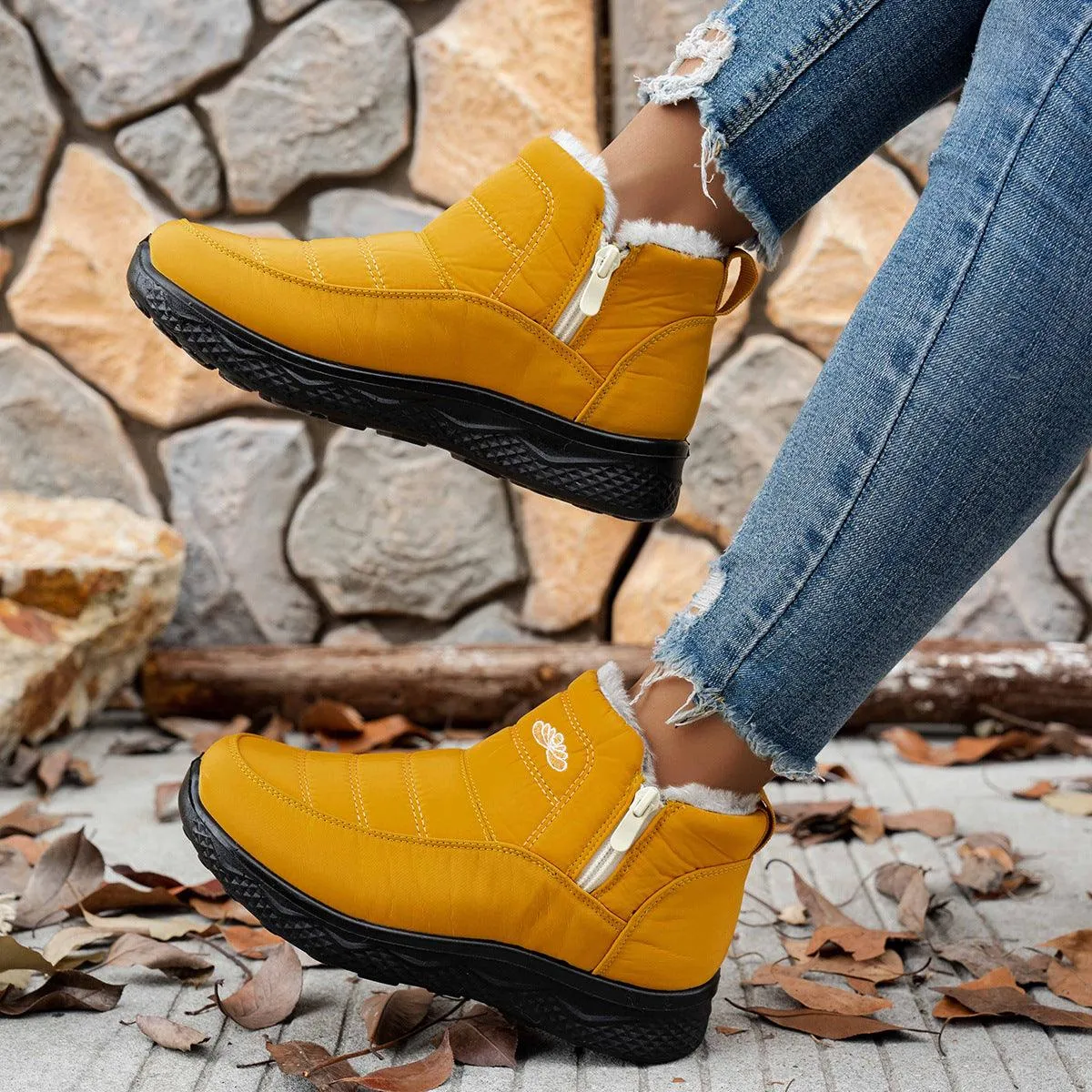 Winter Plush Warm Fleece Side Zipper Ankle Boots