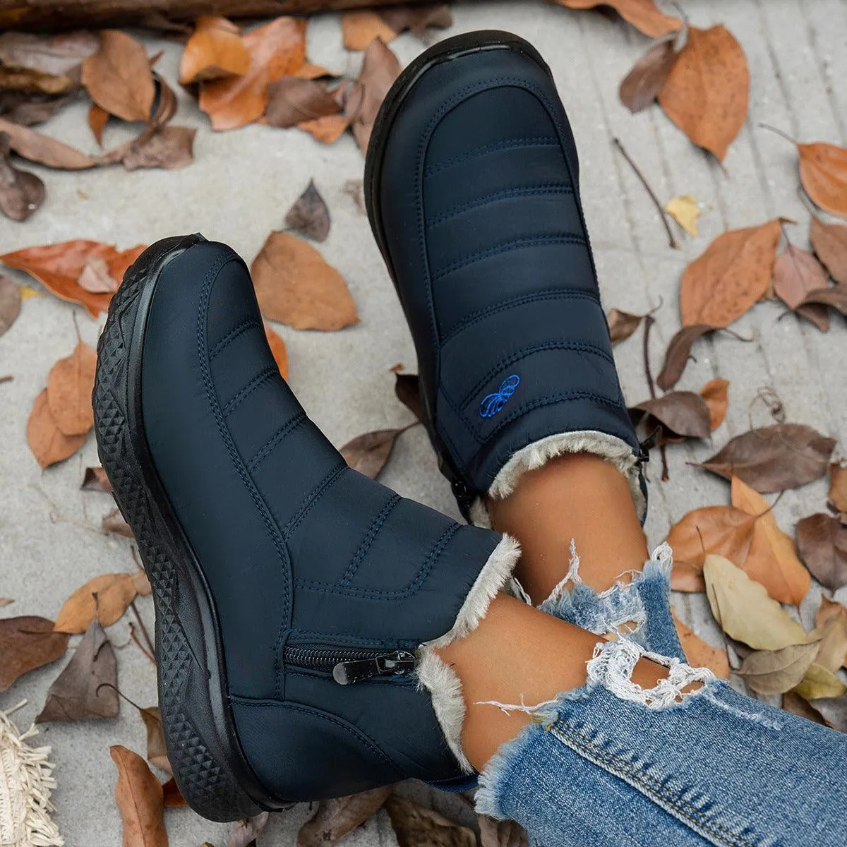 Winter Plush Warm Fleece Side Zipper Ankle Boots