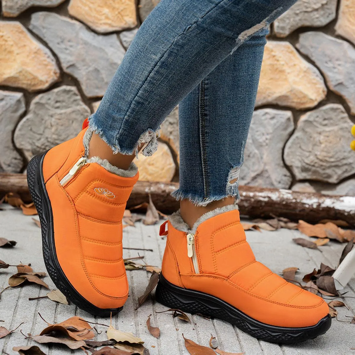 Winter Plush Warm Fleece Side Zipper Ankle Boots