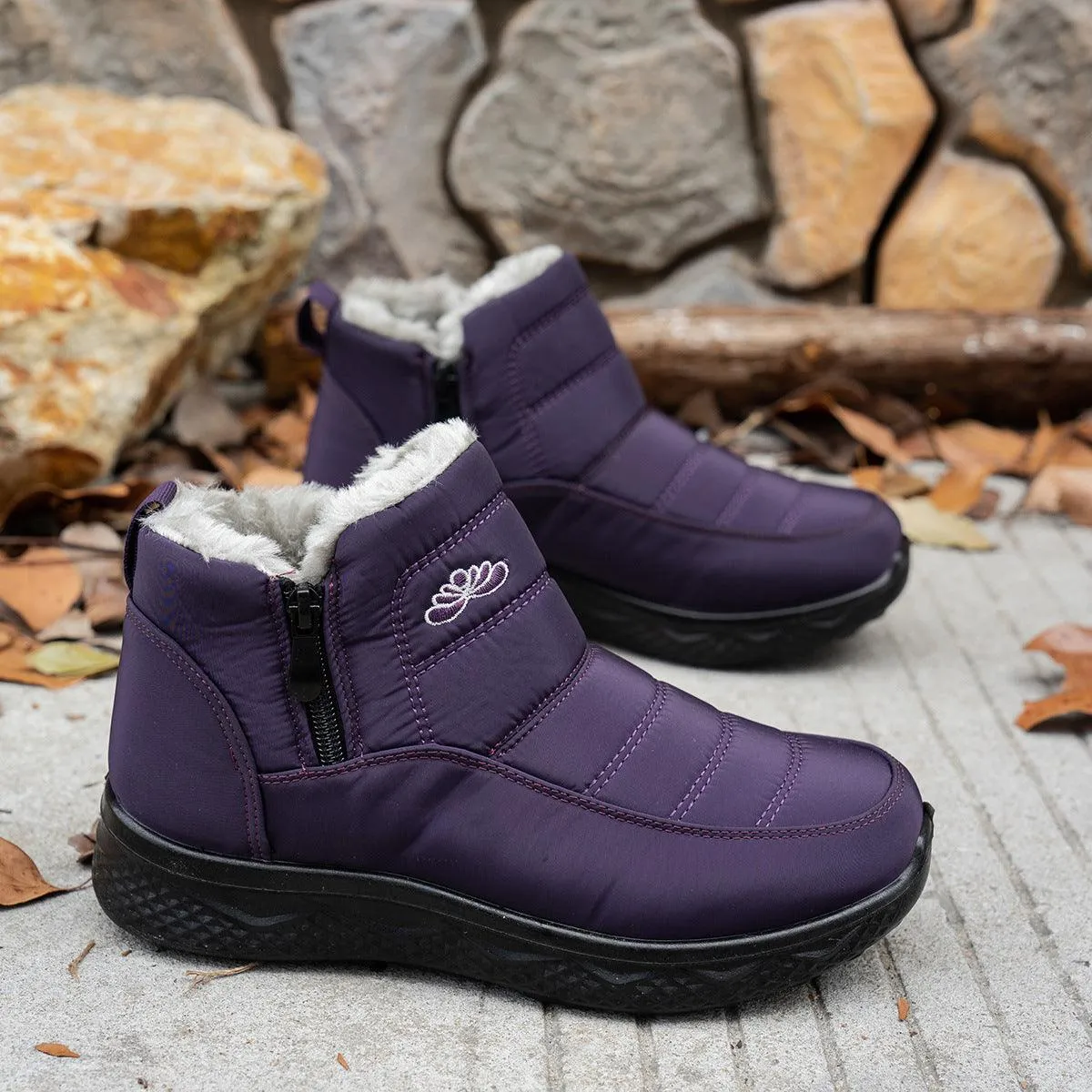 Winter Plush Warm Fleece Side Zipper Ankle Boots