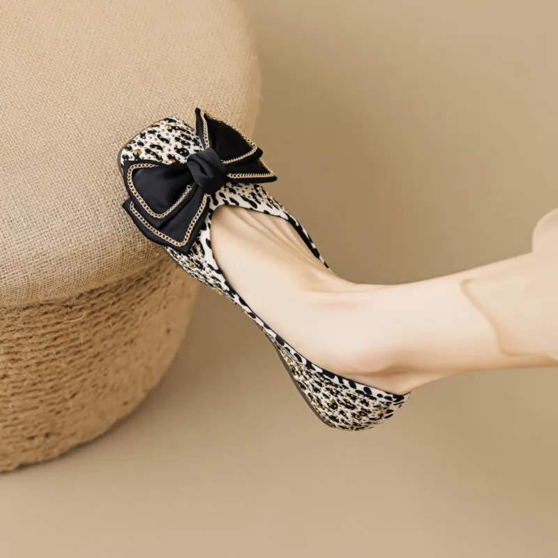 Women Fashion Bowknot Soft Leather Flats