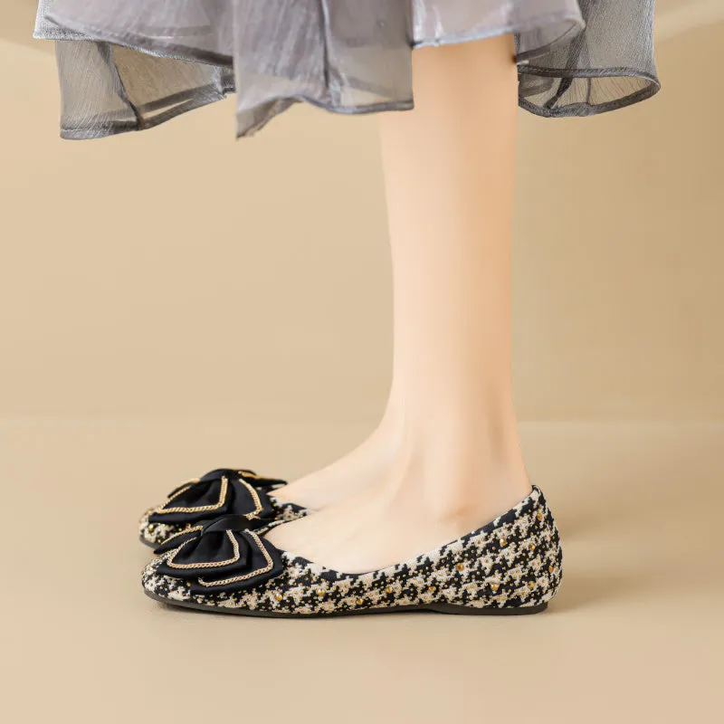 Women Fashion Bowknot Soft Leather Flats