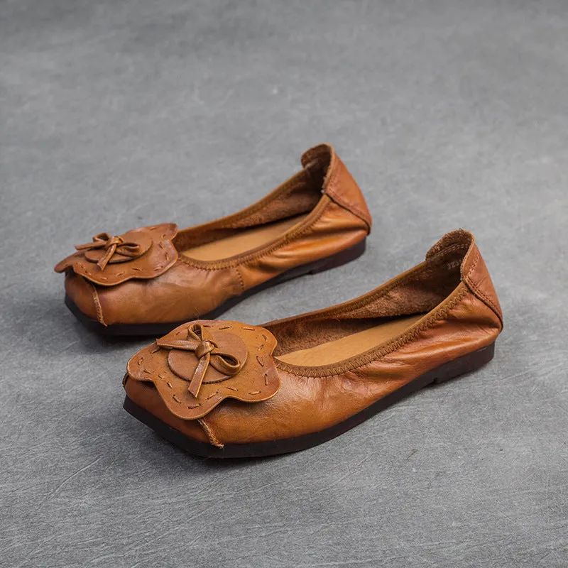 Women Retro Soft Leather Handmade Comfort Flats