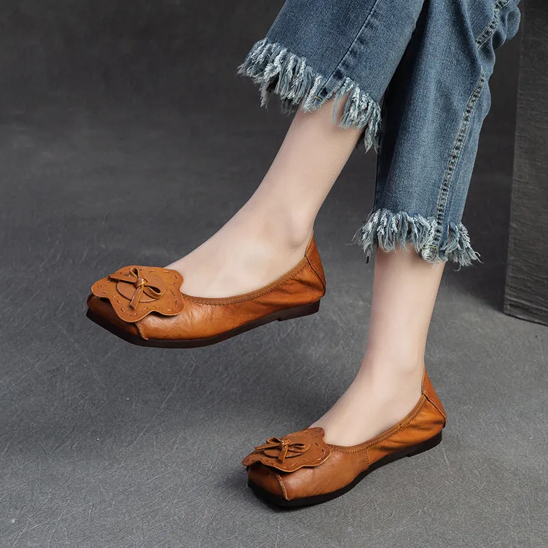 Women Retro Soft Leather Handmade Comfort Flats