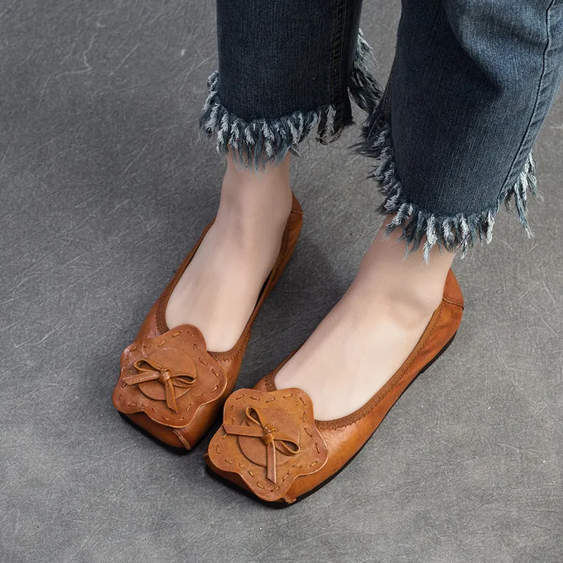 Women Retro Soft Leather Handmade Comfort Flats