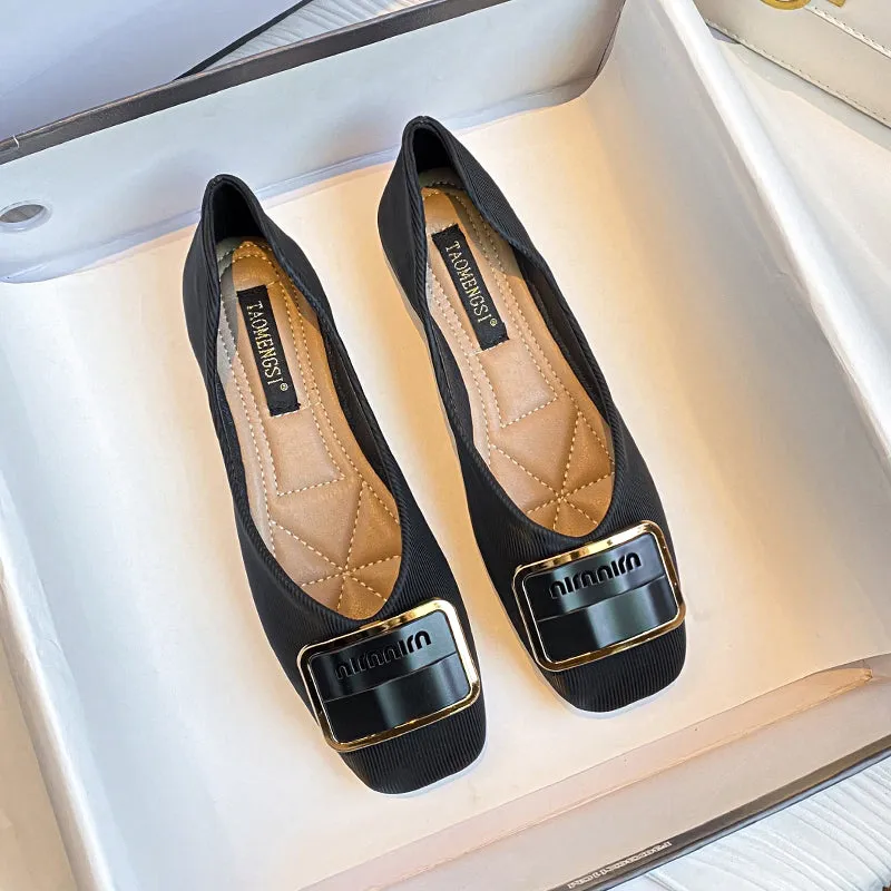 Women Soft Fashion Square Head Casual Flats