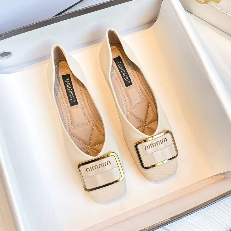 Women Soft Fashion Square Head Casual Flats