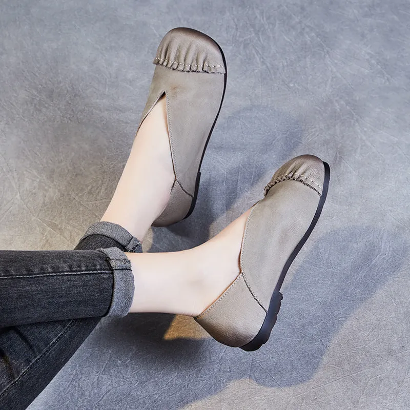 Women Soft Leather Casual Retro Flats
