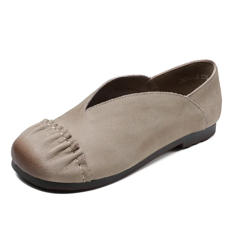 Women Soft Leather Casual Retro Flats