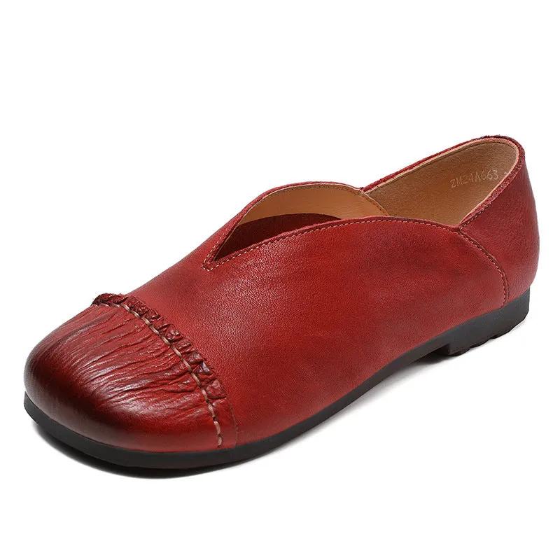 Women Soft Leather Casual Retro Flats