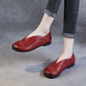 Women Soft Leather Casual Retro Flats